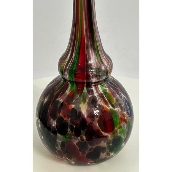 Hand Blown Murano Style Glass Bud Vase w/ Long Neck Multicolor Confetti Stretch - Picture 2 of 7